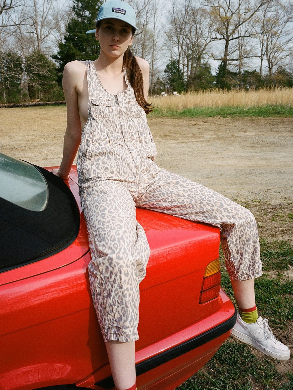 Urban Outfitters Beige Leopard-Print Utility Jumpsuit